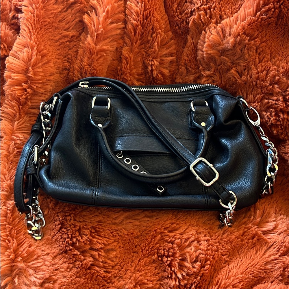 madden girl moto Black Leather Handbag